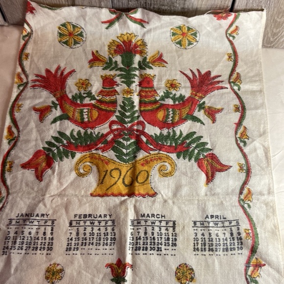 Vintage  1960 Ivan Bartlett linen towel calendar - Picture 2 of 3